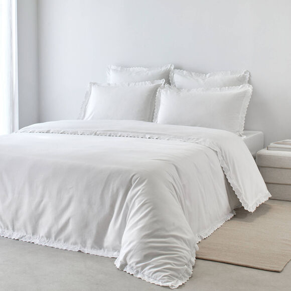 Linge de lit blanc brodé Colombine® (blanc) Linge de lit blanc brodé Colombine® (blanc)